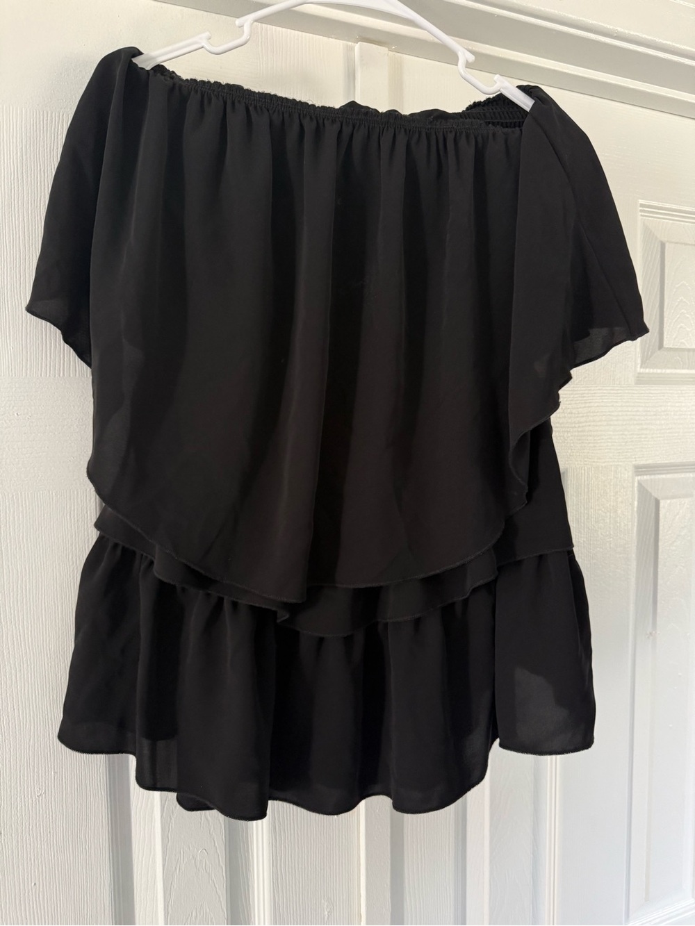 Knox Rose Black Off-Shoulder Layered Ruffle Bodysuit